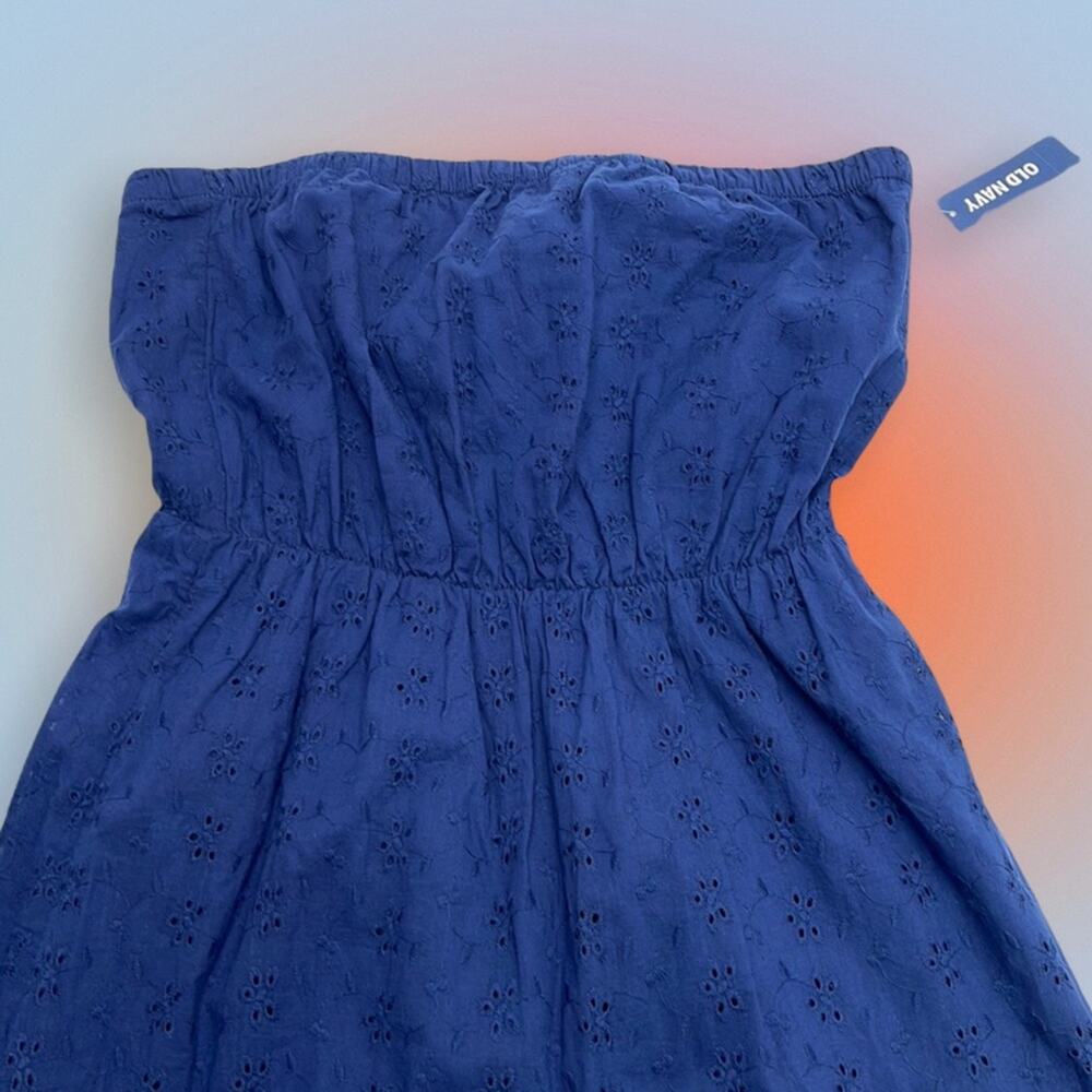 OLD NAVY Women’s Blue Cotton Strapless Dress